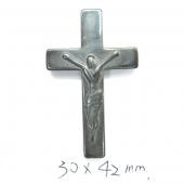 Hematite Cross Pendant Jesuse 30x42mm